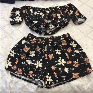 Floral Off-Shoulder Top and Shorts Set